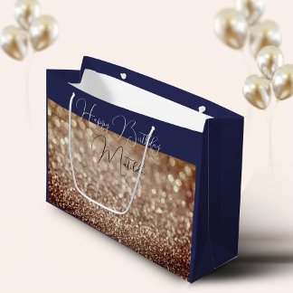 Glitter Bokeh roos gouden script naam grote Gift B Groot Cadeauzakje