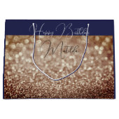 Glitter Bokeh roos gouden script naam grote Gift B Groot Cadeauzakje (Voorkant)