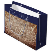 Glitter Bokeh roos gouden script naam grote Gift B Groot Cadeauzakje (Voorkant Gekanteld)