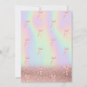 Glitter Bokeh, Roze Bow Holografisch Baby shower Kaart (Achterkant)