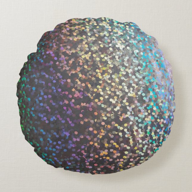 Glitter bokeh sparkle print rond kussen (Voorkant)