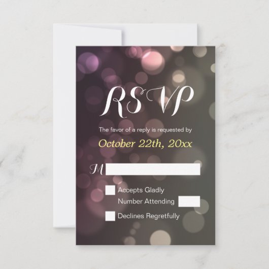 Glitter Bokeh Sparkle Wedding Vrijgezellenfeest RS RSVP Kaartje (Voorkant)