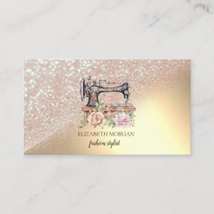 Glitter Bokeh Vintage Bloem Motief Naaimachine Visitekaartje