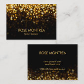 Glitter Bokeh-Visitekaartje met gouden en zwarte r Visitekaartje (Voorkant / Achterkant)