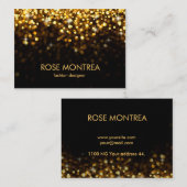 Glitter Bokeh-Visitekaartje met gouden en zwarte r Visitekaartje (Voorkant / Achterkant)