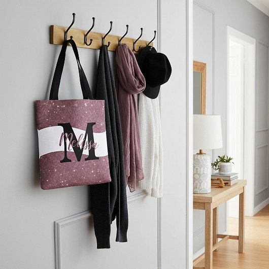 Glitter boodschappentas met eigen naam of tekst tote bag