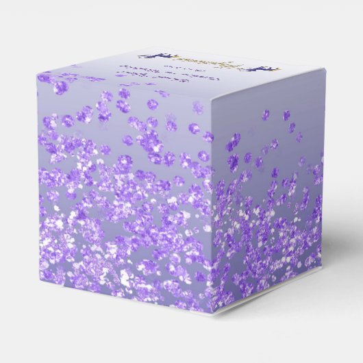 Glitter Boogschutter & Paarse Glitter Verjaardag Bedankdoosjes (Achterkant)