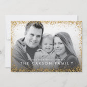 Glitter Border Kerstcard in Faux Gold Glitter Feestdagenkaart (Voorkant)