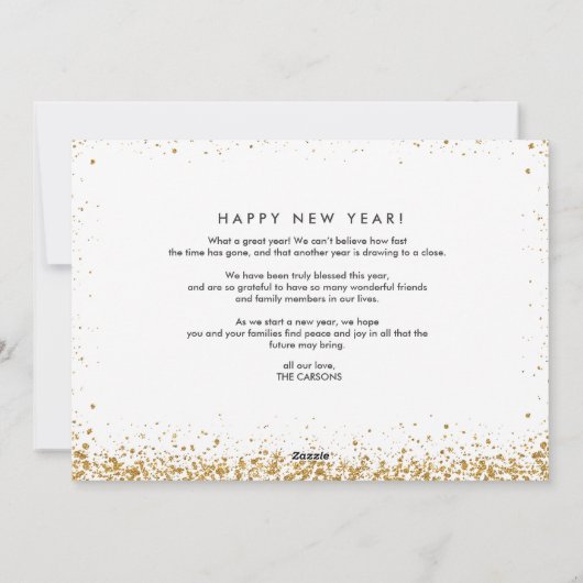 Glitter Border Kerstcard in Faux Gold Glitter Feestdagenkaart (Achterkant)