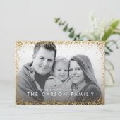 Glitter Border Nieuwjaar Groet Faux Gold Glitter Feestdagenkaart (Staand voorkant)