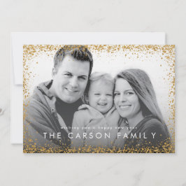 Glitter Border Nieuwjaar Groet Faux Gold Glitter Feestdagenkaart