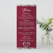 Glitter Border op Bourgogne Wedding Menu (Staand voorkant)