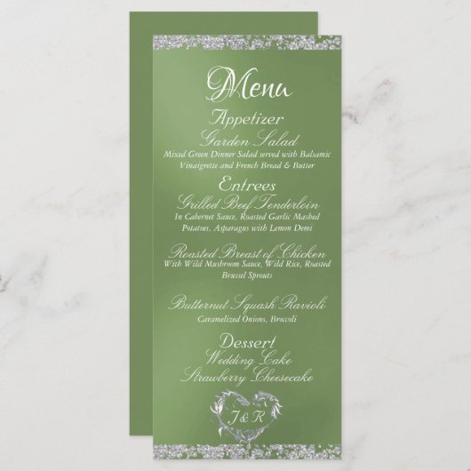 Glitter Border op Sage Wedding Menu (Voorkant / Achterkant)