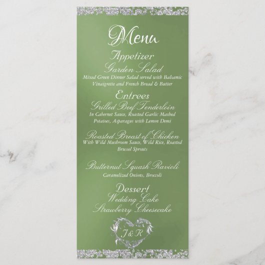 Glitter Border op Sage Wedding Menu (Voorkant)