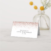 Glitter Border, Roos Gold en White Personalized Plaatskaartje (Achterkant)