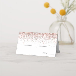 Glitter Border, Roos Gold en White Personalized Plaatskaartje
