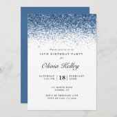 Glitter Border Verjaardag, Navy Blue Kaart (Voorkant / Achterkant)