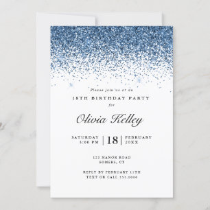 Glitter Border Verjaardag, Navy Blue Kaart