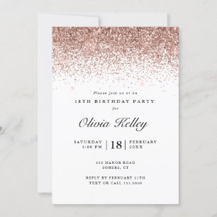 Glitter Border Verjaardag, Roos Gold Kaart