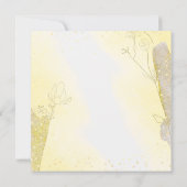 Glitter Botanische Radiant Gele Vierkante Bruiloft Kaart (Achterkant)