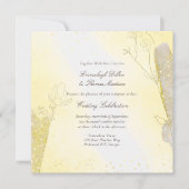 Glitter Botanische Radiant Gele Vierkante Bruiloft Kaart (Voorkant)