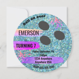 Glitter BOWLING BALL, bowling, Glow-verjaardagsfee Kaart