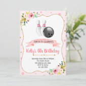 Glitter bowling party-uitnodiging kaart (Staand voorkant)