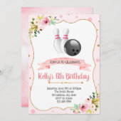 Glitter bowling party-uitnodiging kaart (Voorkant / Achterkant)