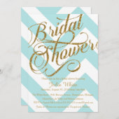 Glitter Bridal Shower Invitation Chevron Kaart (Voorkant / Achterkant)