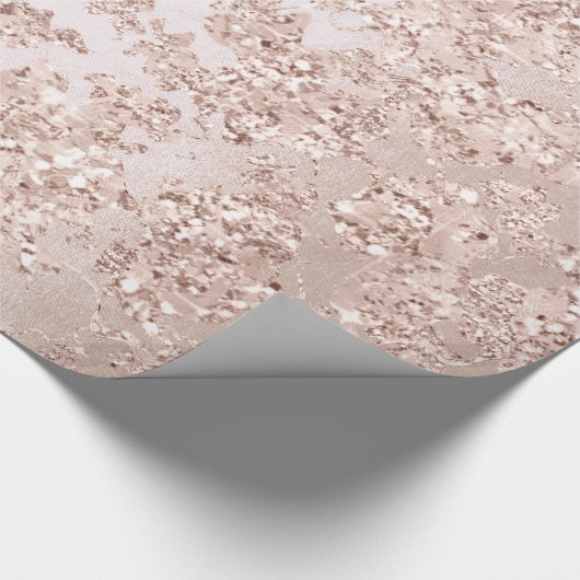 Glitter Bride Elegant Blush Roos Silver Stone Glam Cadeaupapier (Hoek)