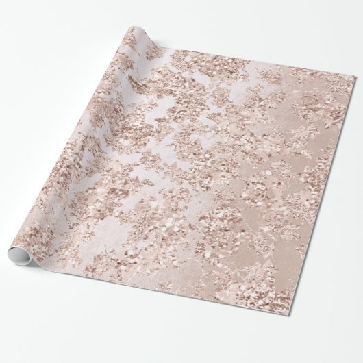 Glitter Bride Elegant Blush Roos Silver Stone Glam Cadeaupapier (Uitgerold)