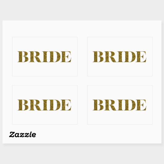Glitter Bride Gold Rechthoekige Sticker (Vel)