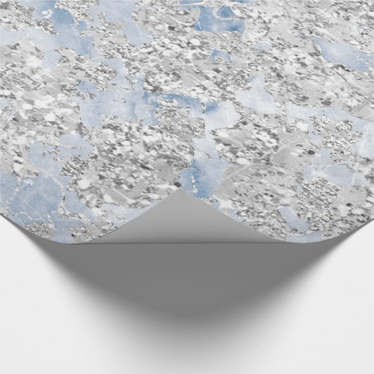 Glitter Bride Marble Gray Silver Stone Blue Cadeaupapier (Hoek)
