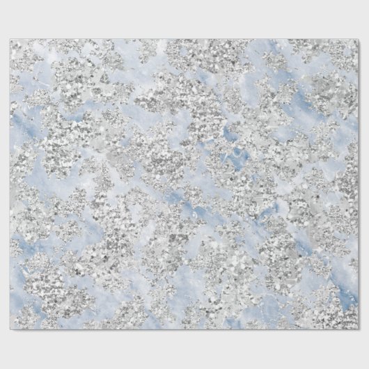 Glitter Bride Marble Gray Silver Stone Blue Cadeaupapier (Vlak)