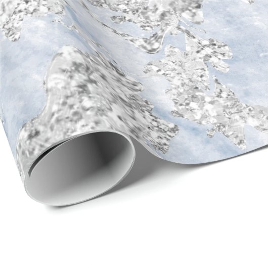 Glitter Bride Marble Gray Silver Stone Blue Cadeaupapier (Rol Hoek)