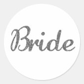 Glitter Bride Silver Ronde Sticker (Voorkant)