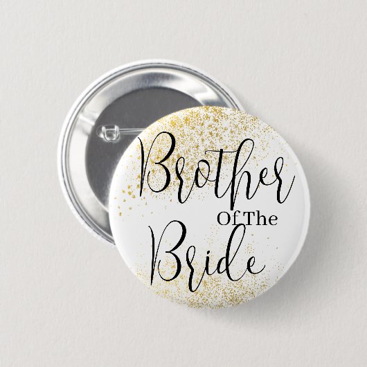 Glitter broer van bruidbruiloft Button (Voorkant /achterkant)