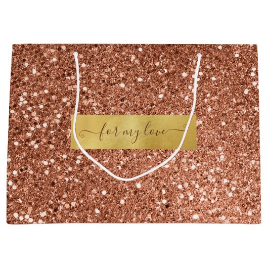 Glitter Brown Bronze Custom Gezegde Groot Cadeauzakje (Voorkant)