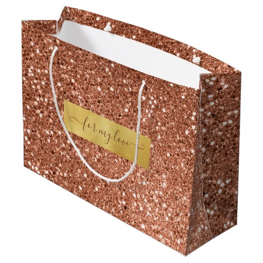 Glitter Brown Bronze Custom Gezegde Groot Cadeauzakje (Achterkant Gekanteld)