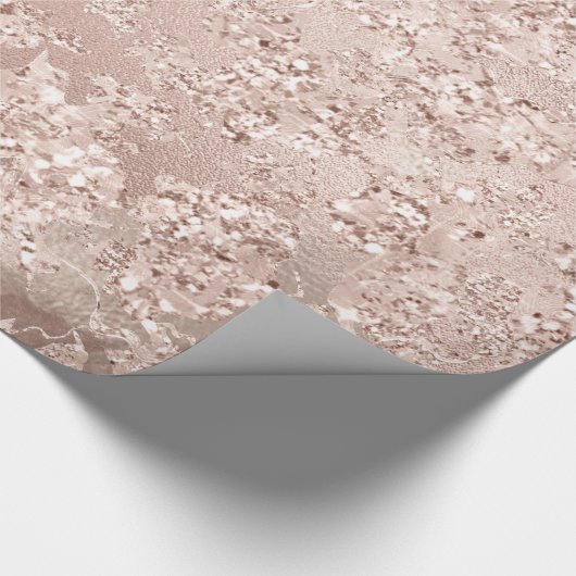 Glitter Bruid Marmeren Blush Roos Zilveren Stenen  Cadeaupapier (Hoek)