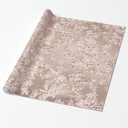 Glitter Bruid Marmeren Blush Roos Zilveren Stenen Cadeaupapier (Uitgerold)