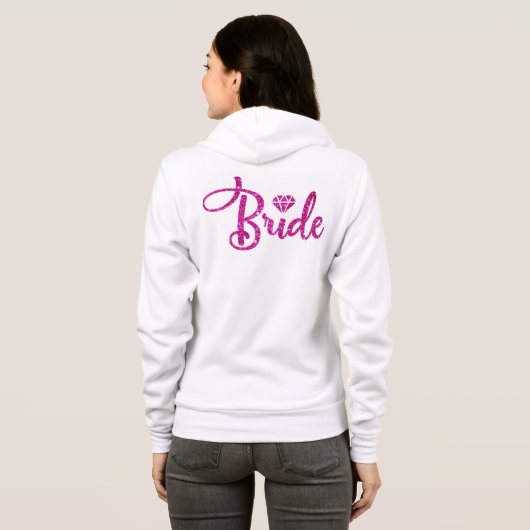Glitter Bruids Hoodie - Roze Huwelijk Feest Cadeau (Achterkant volledig)