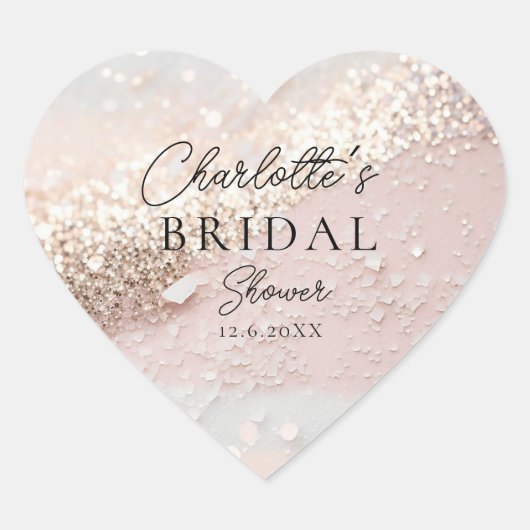 Glitter Bruidsfeest  Hart Sticker (Voorkant)