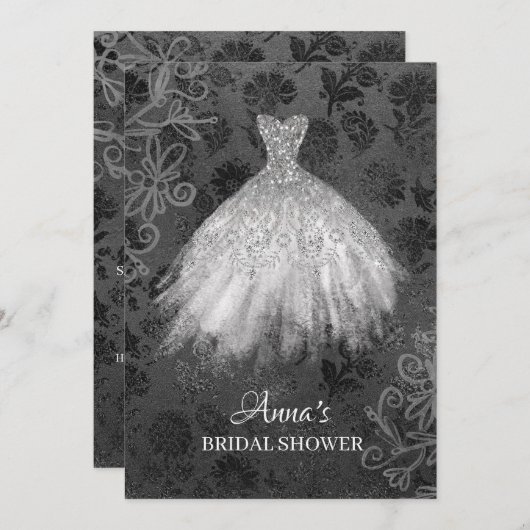 * Glitter Bruidsjurk Bruids Witte jurk Douche Kaart (Voorkant / Achterkant)