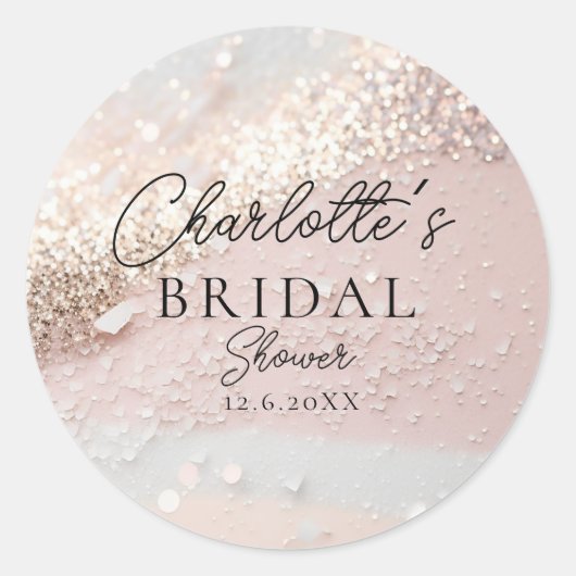 Glitter Bruiloftsfeest Ronde Sticker (Voorkant)