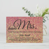 Glitter Bruiloftsfeest toekomstige mevrouw Kaart (Staand voorkant)