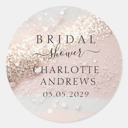 Glitter Bruiloftsfeestje   Ronde Sticker (Voorkant)