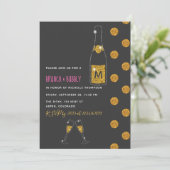 Glitter Brunch en Bubble Bridal Shower Invitation Kaart (Staand voorkant)