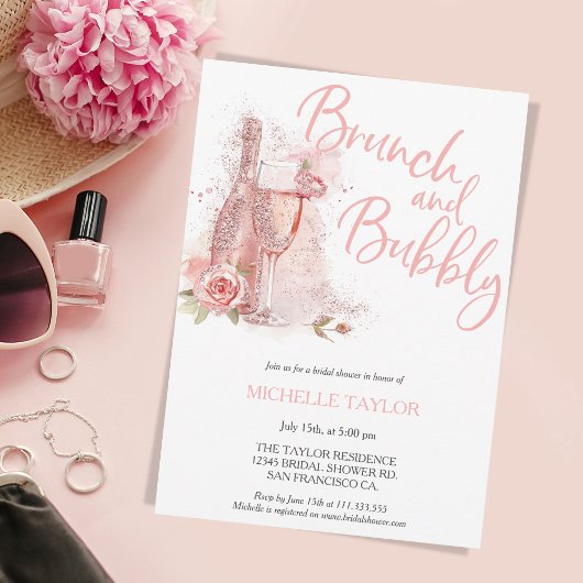 Glitter Brunch en Bubbly Champagne Vrijgezellenfee Kaart