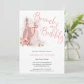 Glitter Brunch en Bubbly Champagne Vrijgezellenfee Kaart (Staand voorkant)